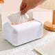 thumbnail image 1 of Dispensador de cajas de pañuelo tostadoras - Soporte moderno para papel de cocina de plástico, apertura ancha • Blanco/verde, 7x4,7x3,7 pulgadas, almacenamiento duradero sobre la mesa para salón, 1 of 6