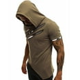 thumbnail image 3 of Hvyesh Mens Hip Hop Ripped Hoodie Tops Short Sleeve Hooded Workout Sweatshirts Casual Athletic Hoodies T-Shirt Pullover, 3 of 5