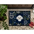 thumbnail image 3 of Carolines Treasures BB5108MAT 18 x 27 in. Blue Flowers White Poodle Indoor or Outdoor Mat, 3 of 4
