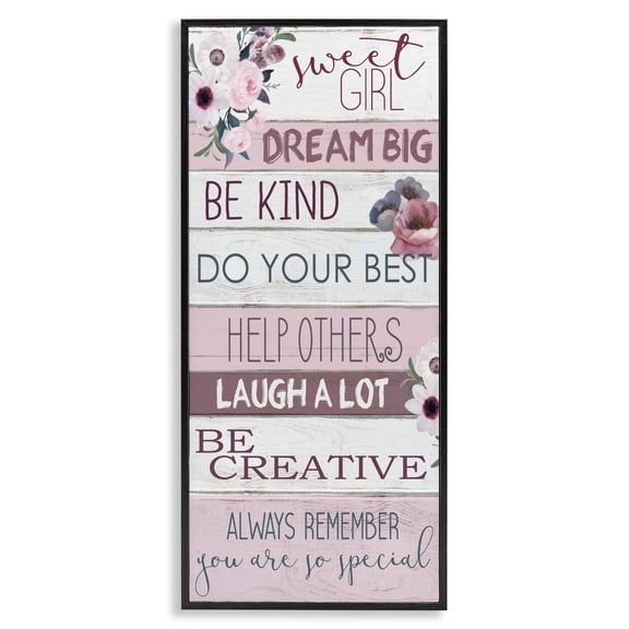 Stupell Industries Cottage Sweet Girl Inspirational Phrases Black Framed Giclee Art, 10 x 24, by Kim Allen