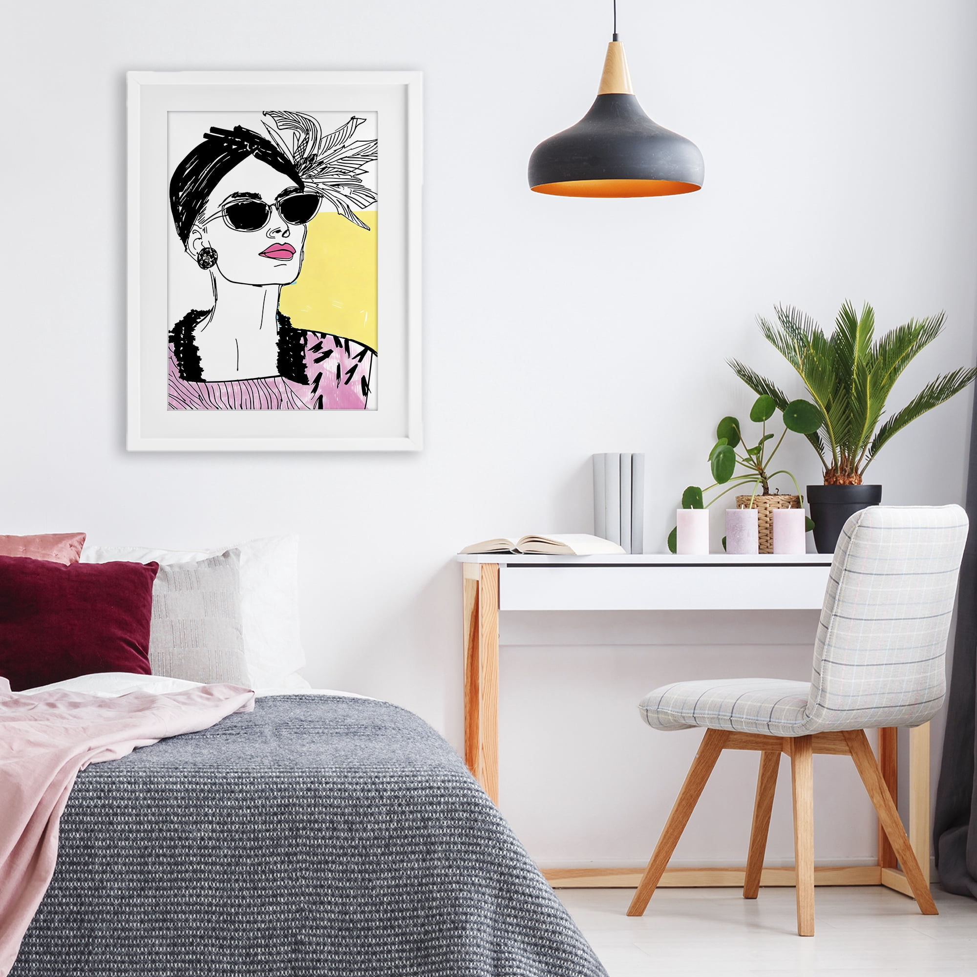 Stupell Industries The Rebel Muse Portrait White Framed Print Under Glass, design by Andrea Haase