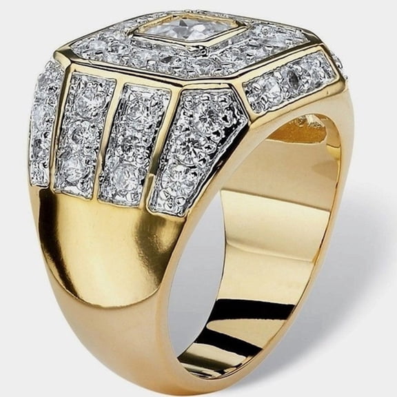Men Ring Cubic Zirconia Hip Hop Jewelry Sparkling Fashion Appearance Wedding Band Ring for Wedding