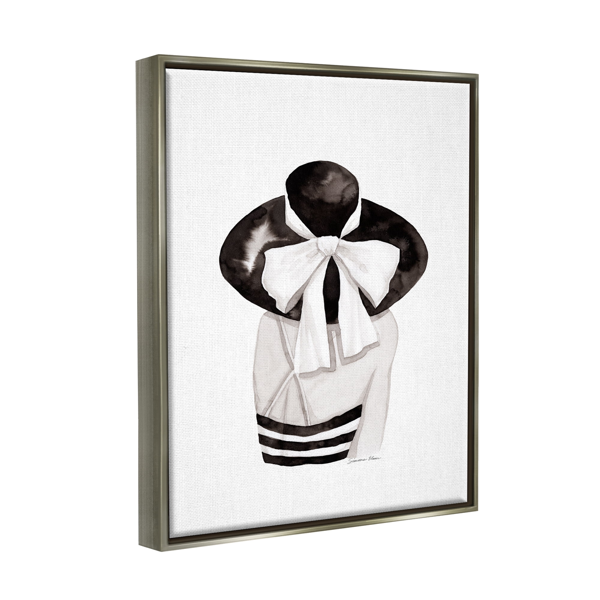 Stupell Industries Summer Girl in Hat Beauty & Fashion Painting Gray Floater Framed Art Print Wall Art, 25 x 31