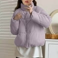 thumbnail image 4 of Hueook Bomber Jacket Women Jacket for Women Women's Jacket Short Standing Collar Shoulder Sleeve Down Padded Jacket Women's Padded Jacket Long Sleeve Padded Jacket Purple L, 4 of 8