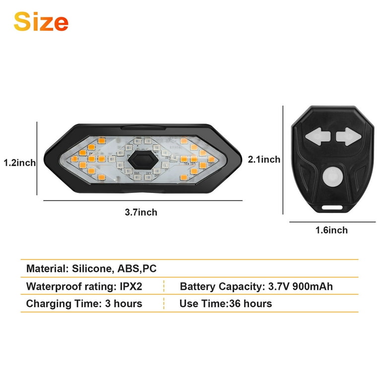 TSV Bike Turn Signals Light 100LM 5 in 1 Smart Bright Bike Rear Tail Lamp IPX2 USB Charge Waterproof Safety Cycle Night Light