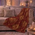 thumbnail image 6 of Autumn Damask Floral Sofa, Festive autumn celebration Scene, Warm Flannel Blanket for Living Room and Family Room with Detailed Artwork, Art Lovers autumn celebration Gift, Festive Home Decor, 6 of 9