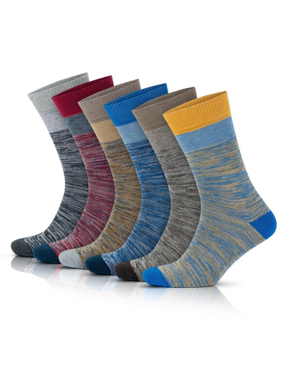 Cotton Novelty Dress Socks For Men | Soft Colorful Socks | 6 Pairs | Model: 6017