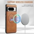 thumbnail image 2 of Compatible with Google Pixel 8 Pro Magnetic Case, Classic Premium PU Leather TPU Hybrid MagSafe Ultra Slim Protective Skin Friendly Shockproof Case Cover for Google Pixel 8 Pro, Brown, 2 of 7