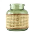 thumbnail image 2 of Home Decor Collection 6" Green Translucent Glass Indoor Tabletop Vase with Natural Rattan Caning Wrap, 2 of 11