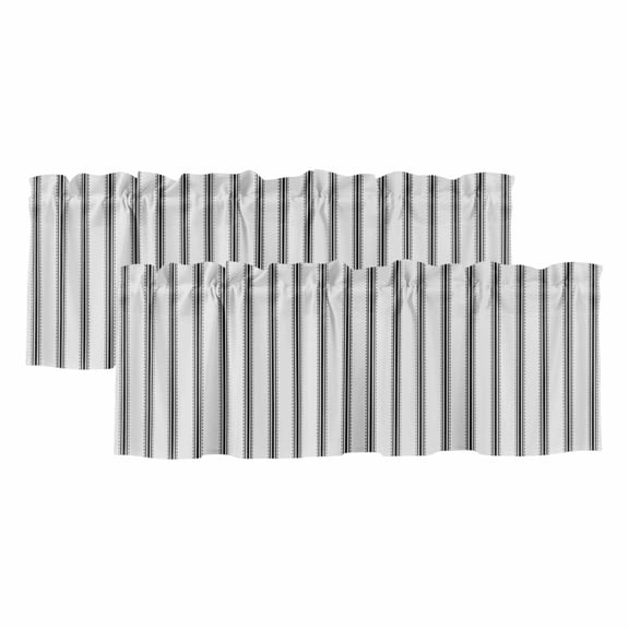2 Pack Valances for Windows 60 x 18 Inch, Black Striped Decorative Kitchen Curtain Valance, Black White Stripes Farmhouse Rod Pocket Short Curtains Window Treatment for Bathroom/Cafe