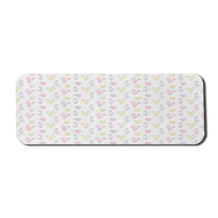 Botanical Computer Mouse Pad  Natural Theme Colorful Saffron Crocus Flowers Motifs on Plain Background  Rectangle Non-Slip Rubber Mousepad Large  31  x 12  Gaming Size  Multicolor  by Ambesonne