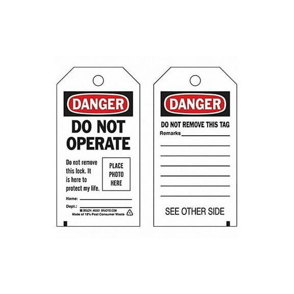 Brady Danger Tag,5-3/4 x 3 In,Met,3/8 In,PK10 65501