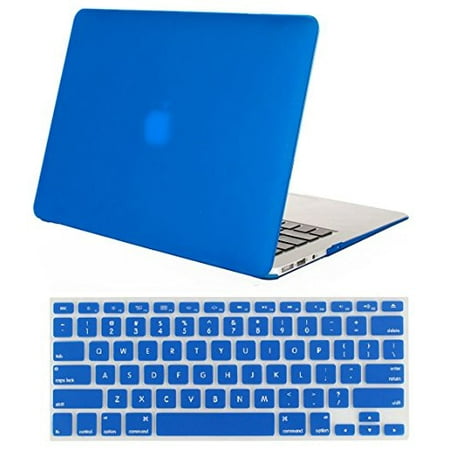 Macbook Keyboard Cover Purple Mosiso Plastic Hard Cover Case for MacBook Air 13 inch No Touch ID (Models: A1369 &A1466,2010-2017)With Keyboard Cover,BLUE ()