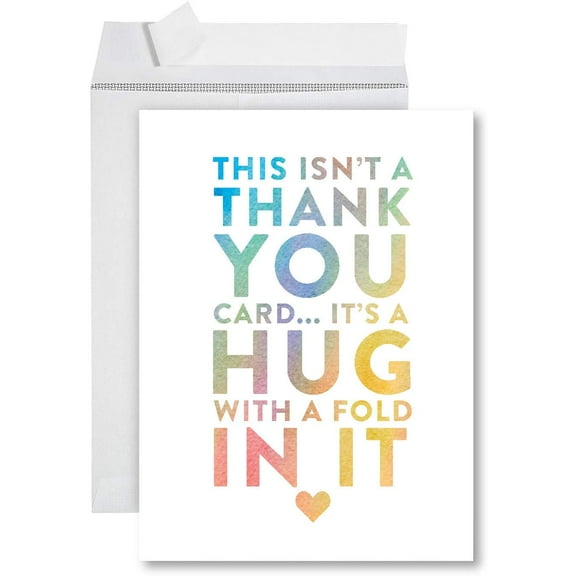 Koyal Wholesale Funny Jumbo Thank You Card With Envelope 8.5 x 11 inch, Big Greeting Card, Hug With A Fold In It