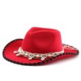 thumbnail image 5 of XIAOCHA Womens Solid Cowboy Hat Shell Bead Trimming Outdoor Farm Wide Brim Western Hat,Red, 5 of 5