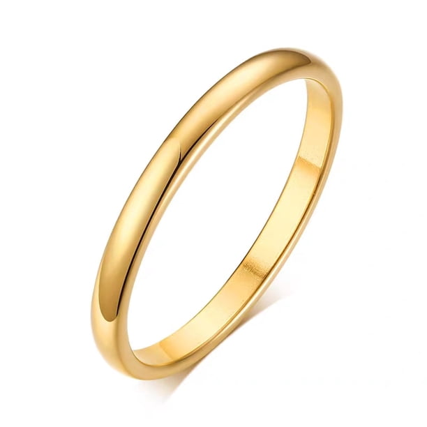 Letdiffery Simple 2/4/6/8mm anillos de boda de acero inoxidable dorado suave mujeres hombres pareja anillo joyería de moda Tan Jianjun unisex