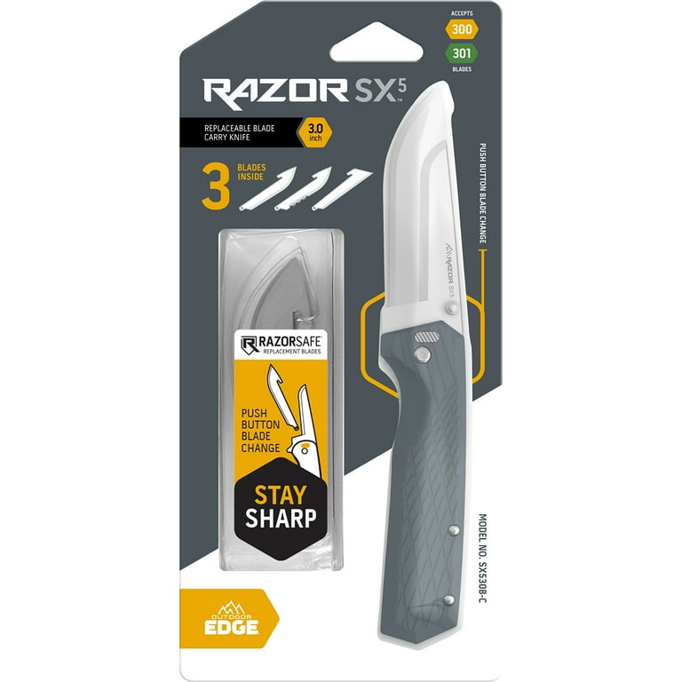 Outdoor Edge RazorSX5 Dark Blue 3 Inch Drop Point Steel Blade