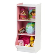 IRIS USA, 3-Tier Storage Organizer Shelf with Footboard, White/Pink