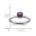 thumbnail image 2 of 925 Sterling Silver Bezel Polished Stackable Cushion Cut Amethyst Ring Size 10 Stackable Ring for Women, 2 of 2