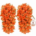 thumbnail image 2 of Scidweet Artificial Fall Hanging Flowers Outdoors, 4 Pcs Autumn Fake Faux Bougainvillea Silk Flowers Plants UV Resistant Fall Decorations for Home Garden Balcony Yard Front Porch Decor, Orange, 2 of 7