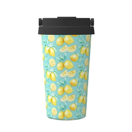 

Sikiie Yellow Lemon Coffee Mug Pobtable To Stainless Steel Coffee Tumbler Coffee Cups with Lids Thermos for Hot and Cold Drink
