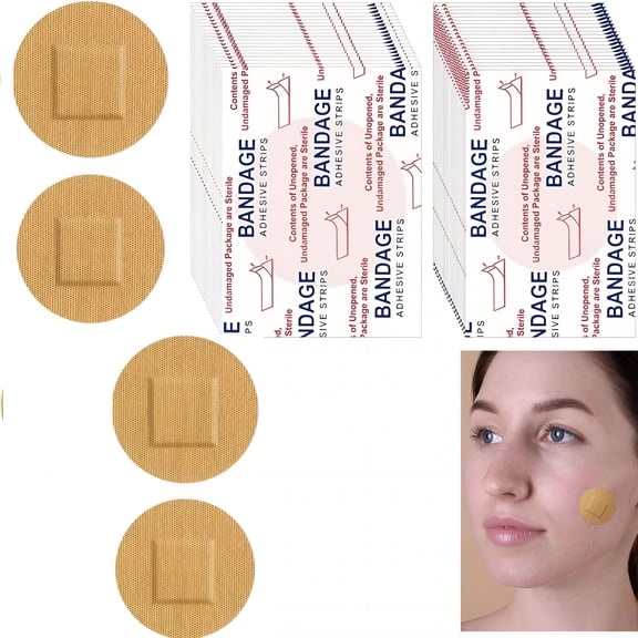 QARUN Sterile Adhesive Spot Bandage,200 Pcs 1" Round Fabric Adhesive Bandages with Non Stick Pad,Flexible Breathable Bandages Non Latex for Skin Delicate Wound Incisions Care