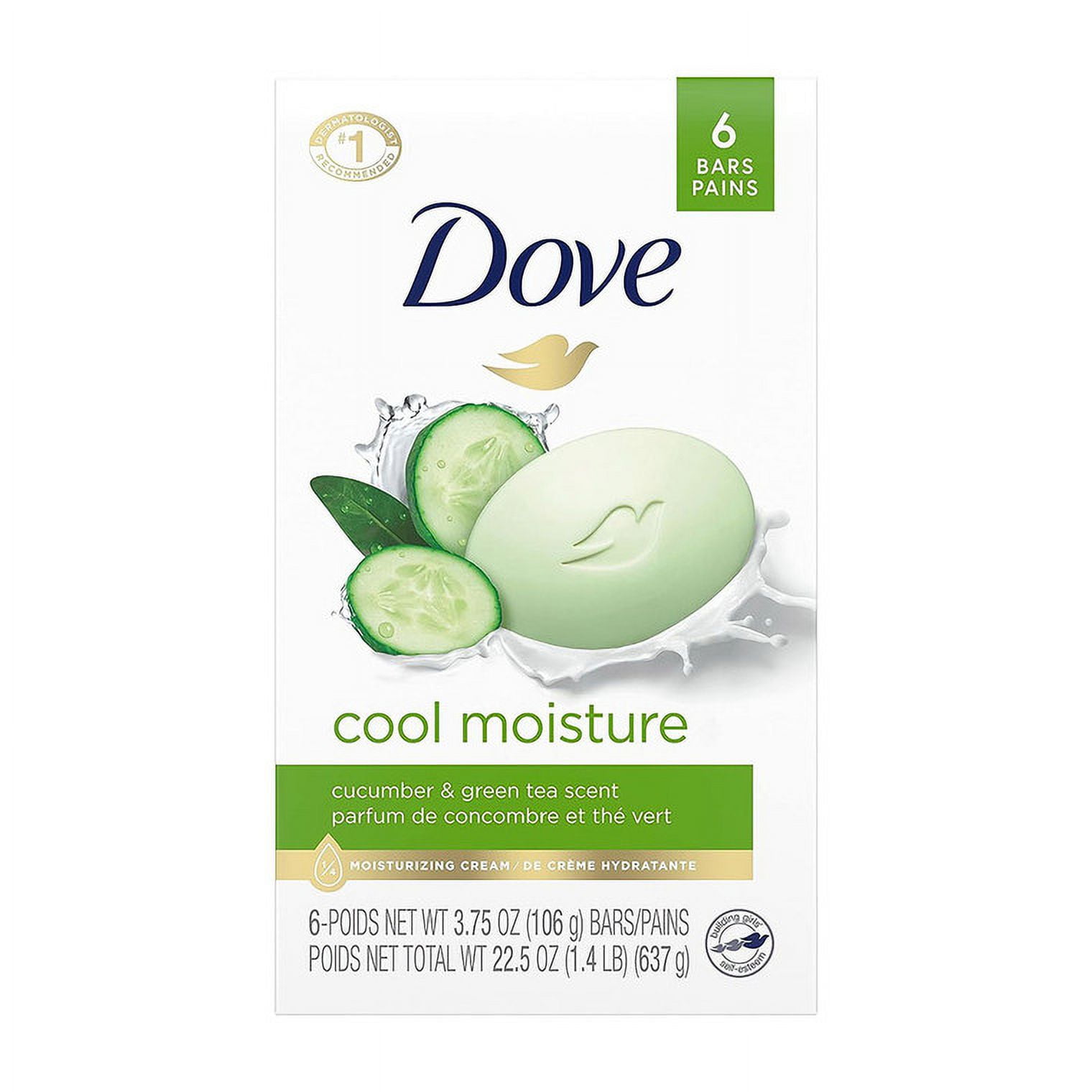 Dove Go Fresh Beauty Bar Soap, Cool Moisture, 3.75 Oz, 6 Ea, 2 Pack