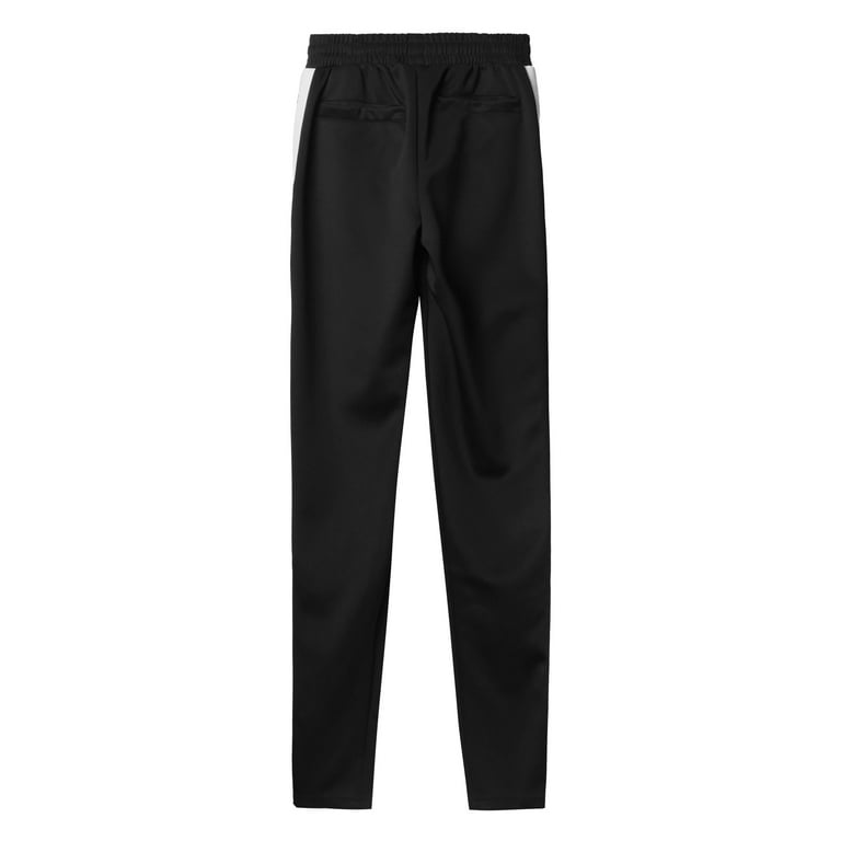 Ma Croix Mens Stripe Track Pants with Button Accent Casual