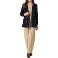 thumbnail image 2 of INSPIRE CHIC Women's Notched Lapel Long Sleeves Double Breasted Winter Trenchcoat XS Dark Blue, 2 of 6