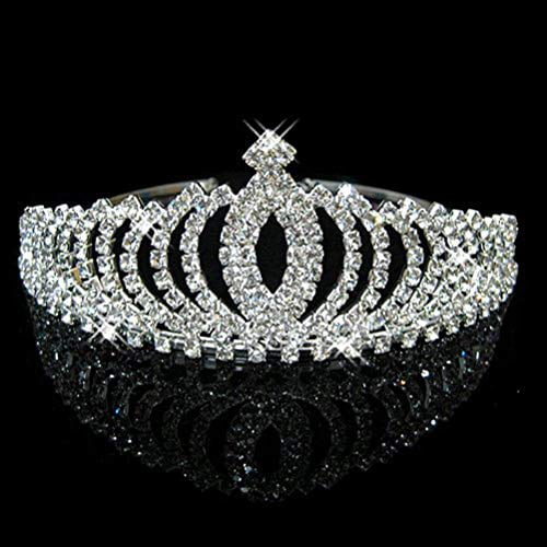 Tiara Crystal Bridal Silver Comb Crown Metal Shimmer Glittery Wedding Occasions 