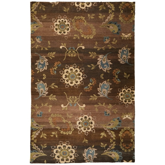 Feizy Amzad Transitional Floral & Botanical, Brown/Tan/Green, 7'9" x 9'9" Area Rug Easy Care Stain Resistant Water Resistant Classic Paisley Design Carpet for Living Dining Bed Room