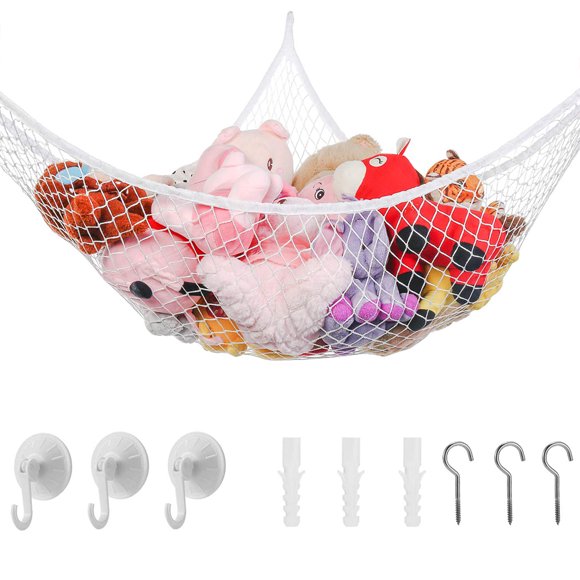 Hamac Pratique pour Jouets en Peluche Hamac pour Jouets pour Enfants Filet Grand en Maille Organisateur de Jouets Rangement Suspendu Filets d'Angle Muraux