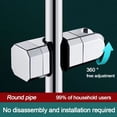 thumbnail image 6 of Hardware Bath Accessories Universal Adjustable Round Square Pipe Rotatable Sprayer Fixed Base Shower Head Holder Bathroom Slide Bar Shelf Riser Rail Bracket SILVER SQUARE PIPE, 6 of 8