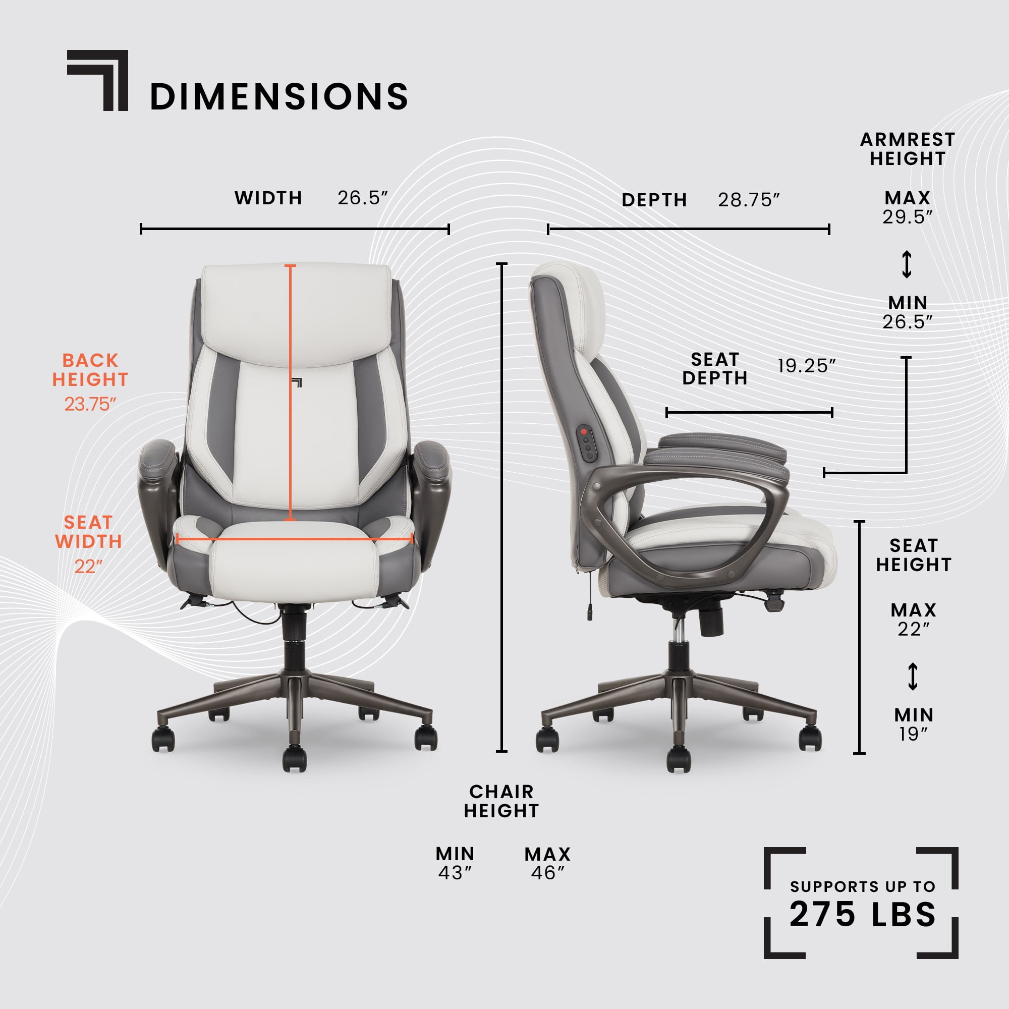 Sharper Image S-140 Massage and Heat Office Chair, White/Gray