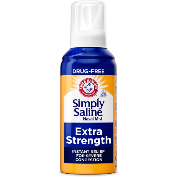 ARM & HAMMER Simply Saline Extra Strength Plus Eucalyptus Nasal Mist, Saline Nasal Spray For Severe Congestion Relief, 4.6 oz