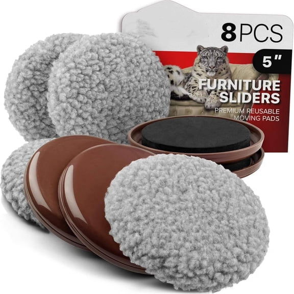 Furniture Sliders for Carpet & Hard Floors - 8 PCS 5” Furniture Sliders - Move Furniture Easily