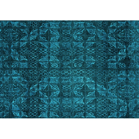 Ahgly Company Indoor Rectangle Abstract Turquoise Blue Modern Area Rugs, 3' x 5'