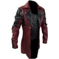 thumbnail image 5 of New Steampunk Men's Gothic Trench Coat Leather Jacket Punk Style Biker Jacke Autumn Winter Motocycle Jacket, 5 of 7