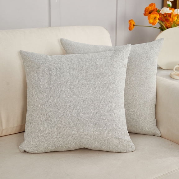 Knubmt Pack of 2 Linen Throw Pillow Covers Square Decorative Pillow Covers Pillowcases Soft Cushion Cover for Couch Sofa Bedroom Living Room, 18 x 18 inch, Light Gray