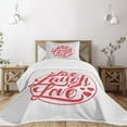 thumbnail image 3 of Ambesonne Live Laugh Love Quilted Bedspread Set 2 Pcs, Retro Stamp, Twin Size, Coconut Red, 3 of 6
