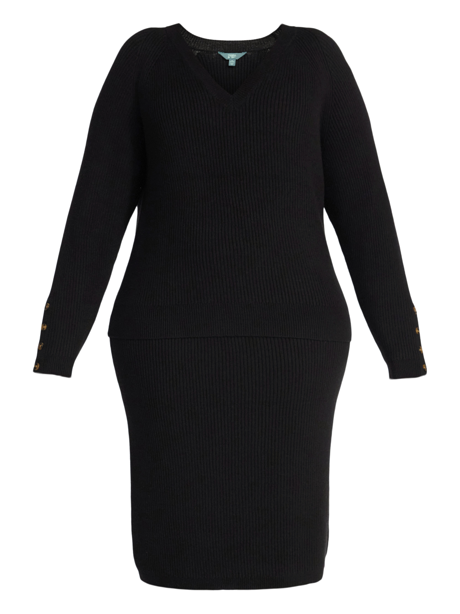 Terra & Sky Women's Plus Sweater Skirt Two Piece Set, 0X to 5X