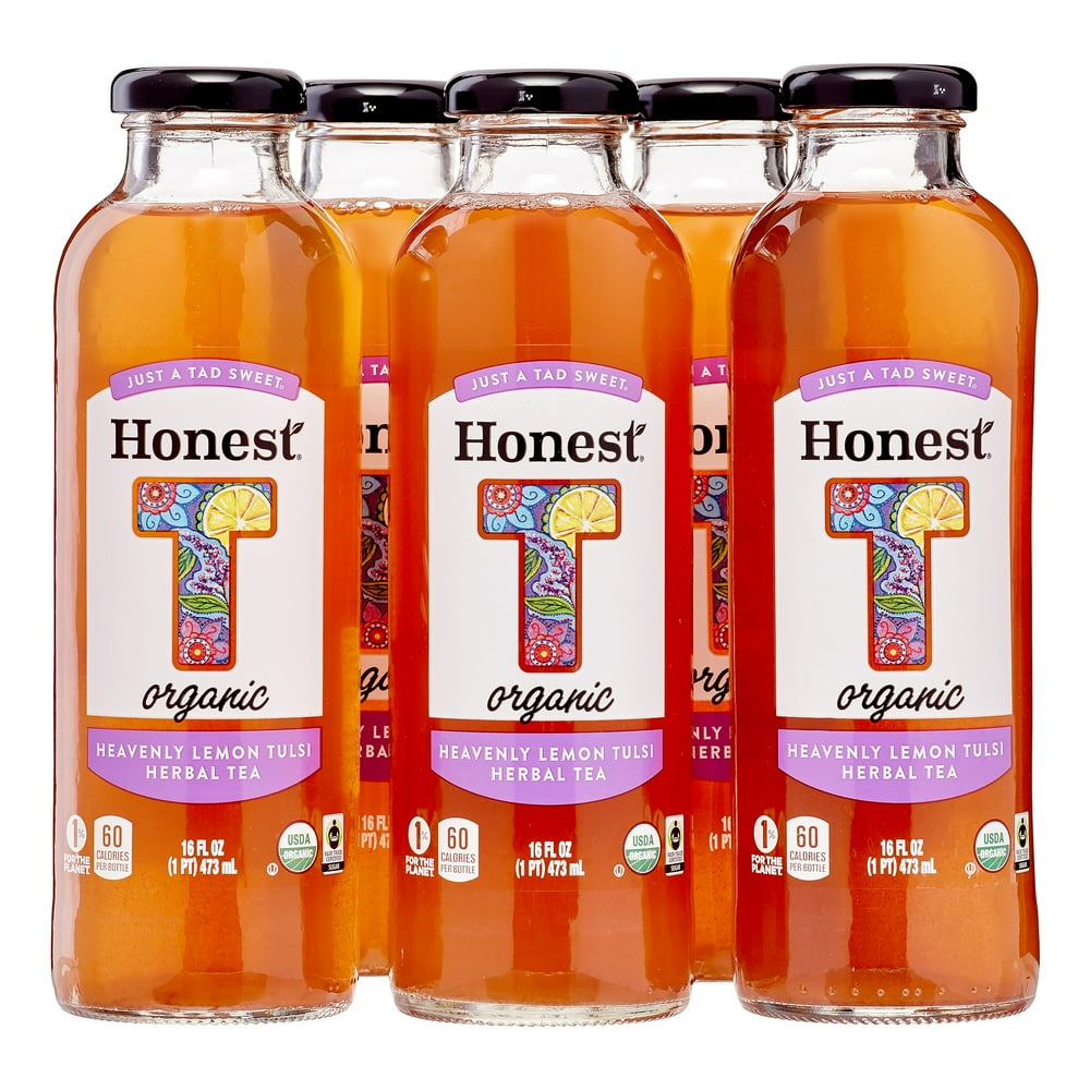 (12 Bottles) Honest Tea Organic Heavenly Lemon Tulsi Herbal Tea, 16 oz