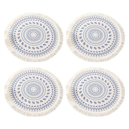 

4pcs Linen Table Decor Place Mat Heat Resistant With Tassel Non Slip Dining Room