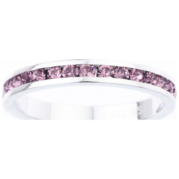 June Swarovski Crystal Birthstone Stackable ring in Sterling Silver