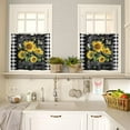 thumbnail image 4 of 3 Piece Farmhouse Sunflower Floral Kitchen Curtains, Tier and Valance Rod Pocket Window Curtains Set Black Buffalo Check Cafe Curtains for Kitchen Valances Window Treatment 54X18in+27x36in×2, 4 of 5