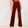 thumbnail image 2 of Women's Casual Pants Solid Color Suede Straight Leg Wide Leg Trousers Elegant Comfortable Autumn Winter Commuting, 2 of 2