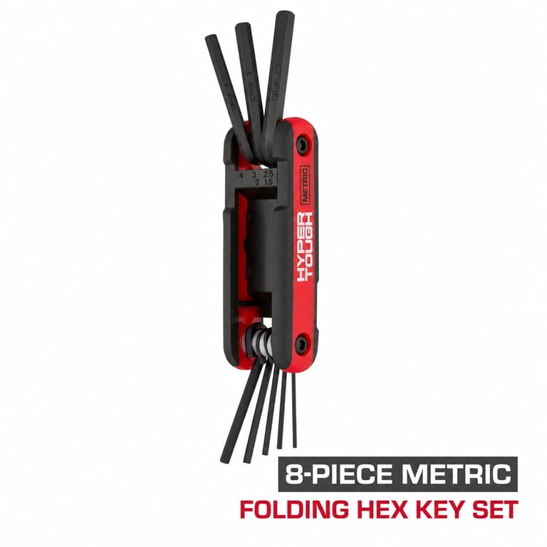 Hyper Tough Heavy-Duty Folding Metric Hex Key Set, 8-Piece photo 1