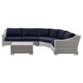 thumbnail image 2 of Modway Conway Outdoor Patio Wicker Rattan 5-Piece Sectional Sofa Furniture Set in Light Gray Navy, 2 of 10