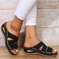 thumbnail image 3 of Orthopedic Wedge Sandals for Women Summer Dressy Casual High Wedges Slip on Sandals Open Toe Platform Walking Shoes Beach Sandals for Woman, 3 of 5
