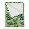 thumbnail image 2 of Palm Leaf Soft Flannel Fleece Throw Blanket, Jungle Rainforest Pattern Hand Drawn Green Foliage, Cozy Plush for Indoor and Outdoor Use, 70" x 90", Green Apple Green, by Ambesonne, 2 of 5